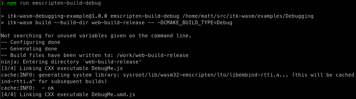 Emscripten build Debug